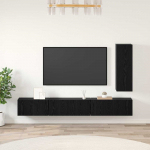 TV staliukas TV spintelių komplektas 4 pcs Juodas ąžuolas Apdirbta mediena
