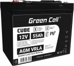 Green Cell Žalias Cell Žalias Cell CUBE AGM IP54 12V 55Ah VRLA Baterija Gel gilaus ciklo motoroleris vejapjovė valtis barža vejapjovė traktorius žvejybos laivas
