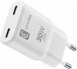 Cellular Line &bdquo;Cellularline&ldquo; USB-C Duo GaN kelioninis įkroviklis, 30 W, baltas