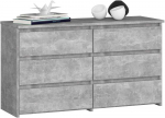 AKORD Komoda 6 stalčiai Betonas 100x35x57