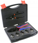 Eurokomp Užspaudimo įrankių rinkinys su keičiamais žandikauliais be įrankių + replėmis