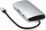 Satechi ST-P8KES, Laidinis, USB 3.2 Gen 1 (3.1 Gen 1) Type-C, 10, 100, 1000 Mbit/s, Sidabrinis, SD, 54,1 mm