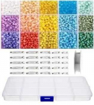 Stiklinių karoliukų rinkinys su dėžute sagių gamybai RainBow&reg;, pastelinis, 1800 vnt.