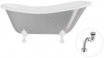 Vonia Besco Otylia Glam 170, Sidabrinis+Baltas, su sifonu Klik-klak Chrome