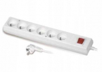 Velstro Jungiklis su jungikliu 6 lizdų su/u 10A 5m /OMY 3x1/ baltas PS-670WS T-106220