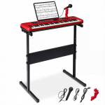 Promotions Vaiki&scaron;ka pianino klaviatūra, 61 klavi&scaron;o skaitmeninis instrumentas, raudona, reguliuojamas stovas