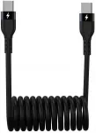 Sinox USB C spiralinis kabelis. 1 m. Juoda