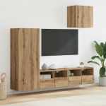 TV staliukas TV sieniniai vienetai 4 pcs Amatininkų ąžuolas Apdirbta mediena