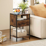 Promotions Naktinių staliukų komplektas, 39,4x31,8x64,8 cm, ruda, įkrovimo stotelė, su laikymo vieta