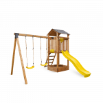 Medinė vaikų žaidimų aik&scaron;telė HATIS &bdquo;Kona&ldquo; su priedais, geltona