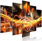 Orange Paveikslas - Swarm of Butterflies (5 Parts) Wide Oranžinis
