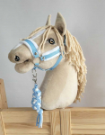 Raitelio žirgo komplektas vaikams su balneliu ir virvele, balta-mėlyna