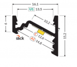 LED juostos kampinis profilis CORNER10.v2, baltas, 2m