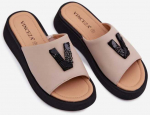 Moteri&scaron;kos odinės &scaron;lepetės Vinceza 66950, smėlio spalvos