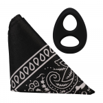 Doc Johnson The Code Silicone Ring & Bandana Set Juodas - Two-Tone Design