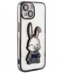 iLike Apple iPhone 14 Silikoninis dėklas Print Desire Rabbit Juodas