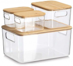ZELLER kitchen organizer set, 4 pieces with bamboo lids.