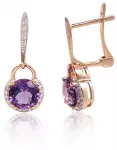 Diamond Sky Jewelry Auksiniai auskarai su deimantais ir ametistais &bdquo;Vakaro Magija&ldquo;