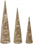 Beliani 3 LED kalėdinių dekoracijų rinkinys TUELSO eglutė 60/80/100 cm aukso spalvos