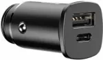 Baseus Kvadratinis PPS automobilinis įkroviklis | 30W | PD, QC, PPS | USB-A, USB-C | juodas