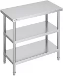 Nerūdijančio plieno darbastalis maistui ruo&scaron;ti 457x914x864 mm. 2 reguliuojamos lentynos