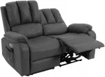 Aosom Elektrinė 2 vietų atlo&scaron;iama sofa su vibracijos ir &scaron;ildymo funkcija, tamsiai pilka, 145 x 91 x 102 cm