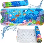 Lean Toys Underwater World Non-Slip Bathtub Mat with Suction Cups 100x40 cm