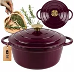 Atusa EMALIOWANY Puodas ŻELIWNY 26cm 5L HAGE EGGPLANT