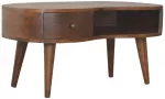 Artisan Furniture Wave mango medienos kavos staliukas su stalčiumi ir lentyna, ka&scaron;tono atspalvio