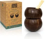 Jungle Culture&reg; tikri kokoso puodeliai kokteiliams ir kokteiliams &bull; maži kokoso dubenėliai ir bambukiniai &scaron;iaudeliai &bull; natūralūs mediniai puodeliai, nulinės atliekų taurės, gėrimo taurė vakarėliui, tvarūs dovanos