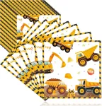 Servetėlės Digger gimtadienio vaikams, 40 vnt. statybų aik&scaron;telės servetėlių gimtadieniui, digger servetėlės vaikų gimtadienio berniukui mergaitei, vienkartinės popierinės servetėlės, 33 x 33 cm, kvadratinės.