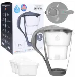 Stiklinis vandens filtravimo ąsotis Dafi Crystal 2l pilkas + 3x Dafi Unimax filtrai