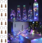 10 vnt. butelių &scaron;vieselės su kam&scaron;čiais, spalvotos, 2m, 20 Led