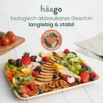 Haago 12 palmių lapų padėklų (25 x 30 cm, stačiakampiai) kompostuojami ir vienkartiniai - draugi&scaron;ki aplinkai piknikams ir lauke - tinkami &scaron;aldikliui ir mikrobangų krosnelei