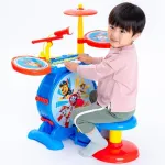 Stiprintuvas Lexibook K610pa Paw Patrol Helper on Four Paws Chase būgnų rinkinys vaikams, tikras skaitmeninis būgnų garsas, 8 natų klaviatūra, Mp3 jungtis, su sėdyne, mėlynas/raudonas