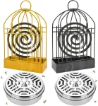 Asyinxson 4 vnt. uodų spiralių laikiklis, nerūdijančio plieno uodų spiralių laikiklis, pakabinamas uodų laikiklis, tinkamas stovyklavimui, lauke, sode, viduje ir lauke, pauk&scaron;čių narvelis, uodų spiralių dėžutė