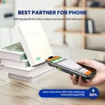 Eyoyo bluetooth nugarėlės segtuko telefono brūk&scaron;ninių kodų skaitytuvas, 1d 2d qr belaidis brūk&scaron;ninių kodų skaitytuvas su 1600 mah baterija, suderinamas su ipad, iphone ir android, skirtas knygų sandėlio atsargų valdymui