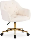 Mebel Elite Sukamasis fotelis KONOR, 57 &times; 45 cm, kreminis, auksinis korpusas
