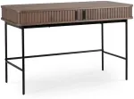 Mebel Elite Ra&scaron;omasis stalas rievėtu stalvir&scaron;iu, 120 &times; 60 cm, rie&scaron;utmedžio ir juodos spalvos