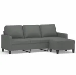 Fotelis Trivietė sofa su pakoja, tamsiai pilkos spalvos, 180cm, audinys