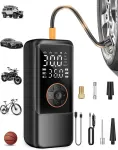 Elektrinis oro siurblys su baterija, 150 psi oro siurblys dviračiui, ne&scaron;iojamas mini kompresorius su manometru ir dvigubu led ekranu, 12 v dc elektrinės padangos automobiliams, motociklams, dviračiams