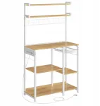 Songmics Balta virtuvės spintelė su įkrovimo funkcija, 4 lizdais ir loft stiliaus jungikliu