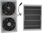 Saulės panelės ventiliatoriaus komplektas 100 W, saulės panelės ventiliatorius, saulės ventiliatoriaus komplektas 12 V, vandeniui atsparus ne&scaron;iojamas dvigubas i&scaron;traukimo ventiliatorius &scaron;iltnamiui, vi&scaron;tidėms