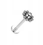 Sidabrinis titano labret auskaras su gėlyte, 1.2/10/5.5 mm