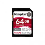 Atminties kortelė Kingston React Plus, SDXC, 64GB, Class 10, UHS-II, U3, V90