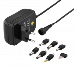 Maitinimo &scaron;altinis DELTACO nuo 240 V iki 3-12 V, 1,5 A, 6 skirtingi antgaliai, juodas / PSR-15B