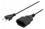 DELTACO neįžemintas kabelis, CEE 7/16 iki IEC 60906-1, 250V/2.5A 1m, juodas / DEL-109AC