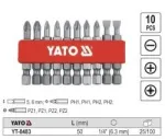 YATO KOMPLET sukimo antgalių / BIT&Oacute;W 50mm 10vnt. MIX plok&scaron;čias/PH/PZ 0483