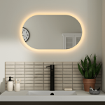 Mirrorsled Skaidrus veidrodis su LED priekiniu ap&scaron;vietimu 600x1000 (30mm) piliulė + mygtuku