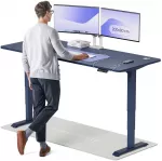 Elektrinis Reguliuojamo: Auk&scaron;čio stalas Desktronic HomePro Mėlynas/Mėlynas, 200x80cm, Dvigubas motoras, USB ir USB-C įkrovimo lizdai